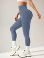 Nahtlose Yoga-Leggings mit hoher Taille und Säurewaschung in Blau - Sand Wash Blau