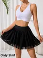 Gonna da tennis nera a vita alta da donna con pieghe, orlo in rete e pantaloncini interni - Taglia S / Pantaloni e gonne / Nero