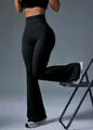 Schwarze Yoga-Hose mit hoher Taille und Schlag für Fitness und Sport bei Damenmode - S / Unterteile / Schwarz