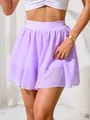 Gonna da yoga sportiva color lavanda a vita alta con fodera interna protettiva - Taglia S / Pantaloni e gonne / Viola chiaro