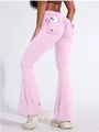 Pantaloni da yoga a zampa rosa a vita alta con tasche cargo e design scrunch butt fitness. - Taglia S / Parte Inferiore (Pantaloni DF002) / Rosa chiaro