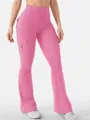 Pantalon de yoga cargo évasé rose à taille haute avec poches pour sport fitness - Rose
