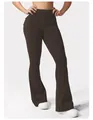 Pantalon de yoga évasé marron foncé à taille haute pour le fitness et l'entraînement - S / Bas (Pantalon DF002) / Marron (Nouvelle Couleur)