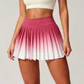 Breathable pleated sports tennis skirt featuring a stylish pink to white gradient design - S / Bottoms / Rose Red