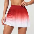 Red and white gradient pleated sports skirt for tennis and fitness fitness training - S / Bottoms / Orange Red