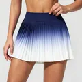 Professional blue and white gradient pleated tennis skirt for fitness and yoga activities - S / Bottoms / Navy Blue
