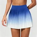 Blue and white gradient pleated tennis skirt with breathable fabric and inner shorts - S / Bottoms / Sapphire Blue
