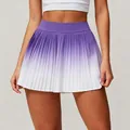 Purple to white gradient pleated sports tennis skirt with high waist - Purple