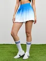 Hoch taillierter, plissierter Sportrock mit blau-weißem Farbverlauf für Tennis und mehr - Hellblau