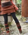 Bohemian patchwork skirt with leggings in rust orange and dark grey tones, SKU variant - S / Set / Orange