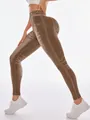 Braune nahtlose Yoga-Leggings in Denim-Optik mit hoher Taille und Push-Up-Effekt - Dunkelbraun