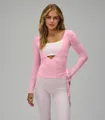 Roze wikkelshirt met lange mouwen in balletstijl voor yoga, pilates en fitness - S / Tops / Roze