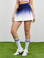 High-waisted blue and white gradient pleated tennis skirt with athletic quick-dry fabric - S / Bottoms / Navy Blue