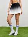 Professional high-waisted black and white gradient pleated tennis skort for active women - S / Bottoms / Black