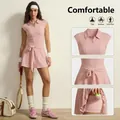 Women's light pink athletic tennis dress with built-in shorts and side ball pockets - XS / Dresses / With Shorts / Girl Pink