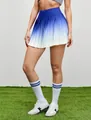 Damen Tennisrock mit hohem Bund, blau-weißem Farbverlauf und plissiertem Design - Saphirblau