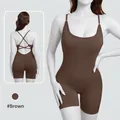 Combinaison de yoga marron avec dos croisé et coussinets amovibles pour le sport - XS / Ensemble / Marron