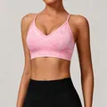 Stylish seamless pink tie-dye sports bra with thin straps for yoga and gym fitness - Acid Wash Pink