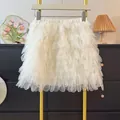 Gonna a balze in tulle avorio con pantaloncini di sicurezza integrati per ragazze - Taglia S / Pantaloni e gonne / Albicocca