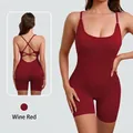 Body de yoga une pièce rouge vin avec coussinets amovibles et dos croisé - XS / Haut Et Bas / Bordeaux
