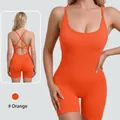Combinaison de yoga orange vif dotée d'un design élégant avec un dos croisé. - XS / Haut Et Bas / Orange