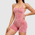 Combinaison de yoga rose délavé à l'acide avec fines bretelles et coussinets amovibles - Rose Lavé au Sable