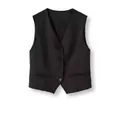 Minimalist dark gray suit vest for women with four-button front closure - S (Under 50kg) / Tops / Black