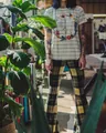 Pantalon évasé à carreaux ajusté avec motif vintage dans un cadre de vie confortable - S / Bas / Vert