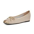 Ballerines beiges élégantes avec bout doré et nœud papillon pour un look chic - 34 / Abricot