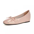 Élégantes ballerines en cuir verni rose avec nœud et design vintage de style français - 34 / Rose