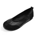 Comfortable black faux split-toe ballet flats with minimalist slip-on design for women - 34 / Black