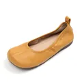 Klassische senfgelbe Ballerinas mit angedeuteter Tabi-Zehentrennung aus weichem Leder. - 34 / Gelbe Split Zehe Plissee Schuhe (Q816-1) / Gelb