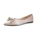 Elegante satijnen ballerina's met puntneus en strass-strik voor huwelijksfeesten - 34 / Roze