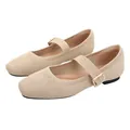 Ballerines Mary Jane confortables en maille beige avec bride et boucle dorée - 35 / Abricot