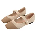 Chaussures Mary Jane en maille beige bicolore avec bride à boucle réglable - 35 / Khaki Abricot