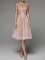 Robe de cocktail rose brodée coupe trapèze avec bretelles spaghetti sexy - XS / Robes / Rose