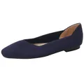 Navy blue breathable fly-knit woven women's ballet flats with square toe design - Navy Blue