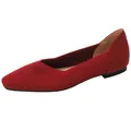 Elegant and comfortable red fly-knit flat shoes with square toe design for women - 35 / Red