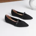 Ballerines Mary Jane classiques à bout pointu en maille noire avec bride réglable - 35 / Noir