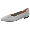 Comfortable grey knitted square-toe flat shoes for women, summer breathable style. - 35 / Gray