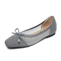 Elegante grijze gebreide ballerina's voor dames met verfijnd strikje en modieus design - 35 / Grijs