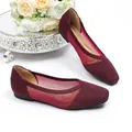 Elegante burgunderrote Strick-Ballerinas mit atmungsaktivem Mesh-Einsatz - 35 / Burgunderrot
