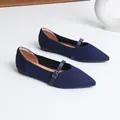 Ballerines Mary Jane pointues en maille bleu marine avec bride à boucle - 35 / Bleu saphir