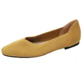 Breathable mustard yellow woven flat shoes with square toe design for women - Yellow