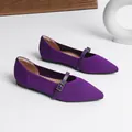 Ballerines violettes pointues en maille avec bride Mary Jane élégante - Violet