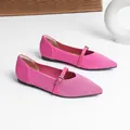 Ballerines roses pointues en maille avec bride réglable pour femmes confortables - Rose rouge
