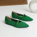 Ballerines vertes pointues en maille avec bride à boucle et semelle très souple - Vert