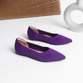 Eleganti ballerine a punta in maglia viola con design d'Orsay traspirante per donna - Viola