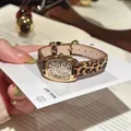 Reloj de cuarzo vintage para mujer con caja cuadrada y elegante correa de leopardo retro - Correa Leopardo Leopardo Marco Dorado
