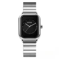 Montre à quartz GUOU carrée pour femme avec bracelet en acier argenté et cadran noir - L / Noir Argenté